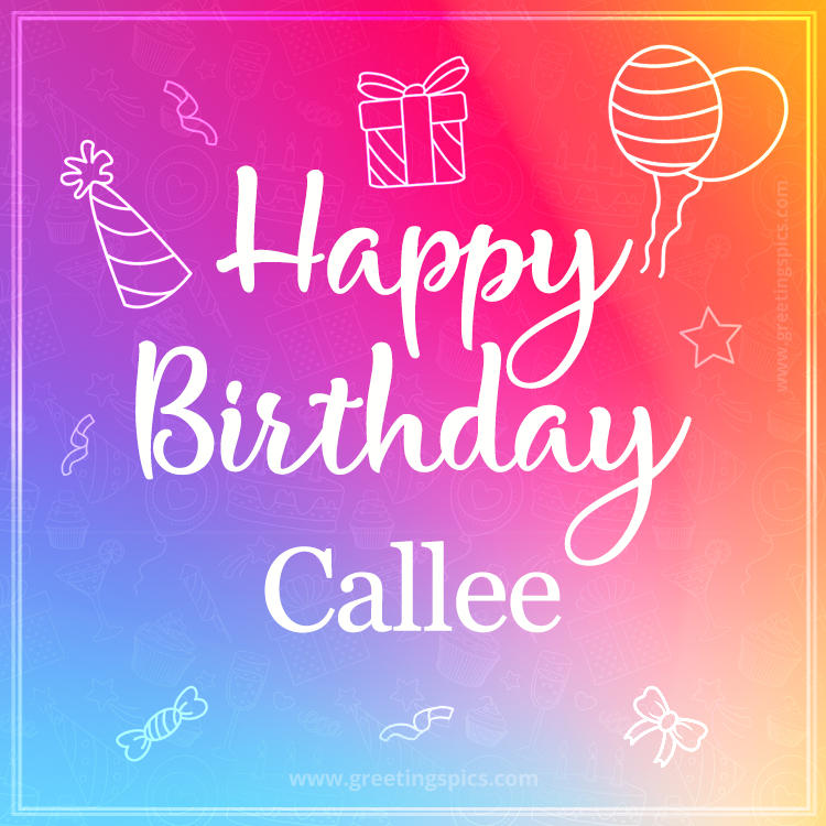 Colorful Happy Birthday Card For Callee (square shape image)