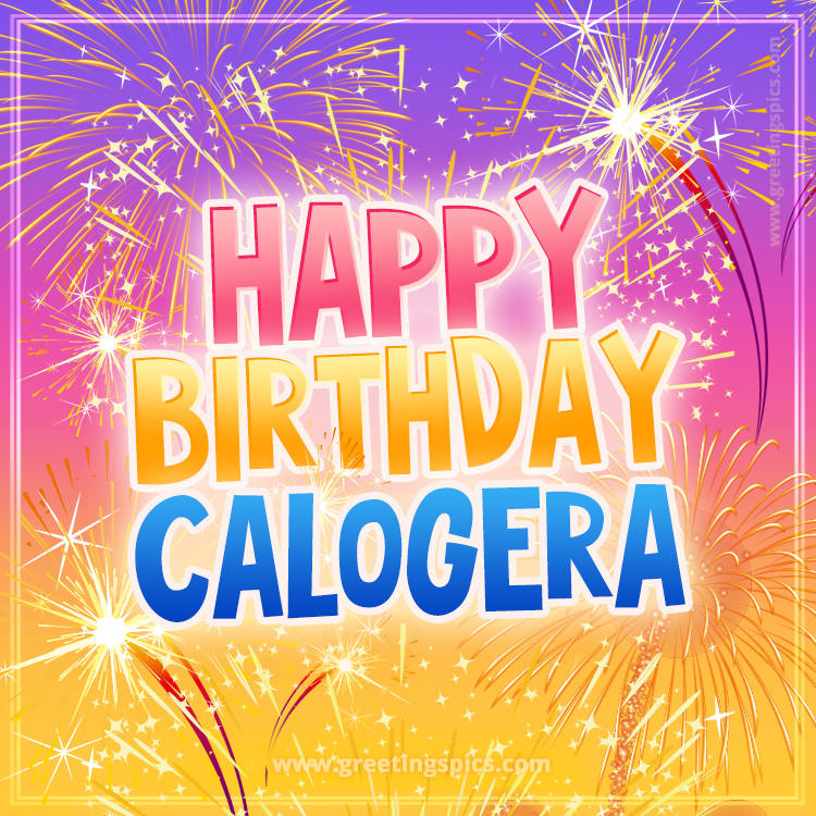 Happy Birthday Calogera Picture with fireworks (square shape image)