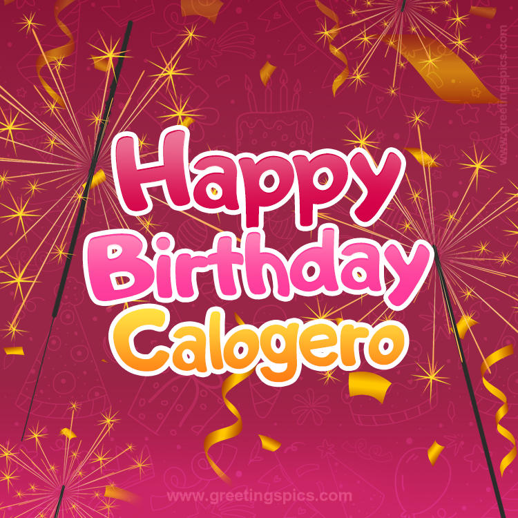 Happy Birthday Calogero Image with sparklers (square shape image)