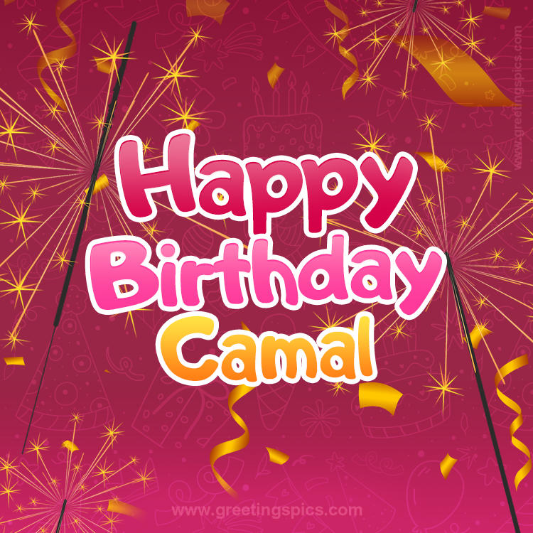 Happy Birthday Camal Image with sparklers (square shape image)