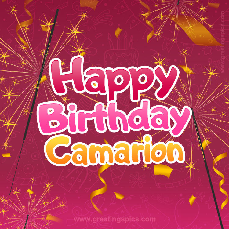 Happy Birthday Camarion Image with sparklers (square shape image)