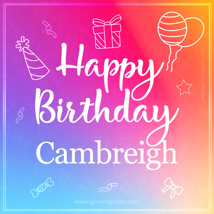 Colorful Happy Birthday Card For Cambreigh (square shape image)