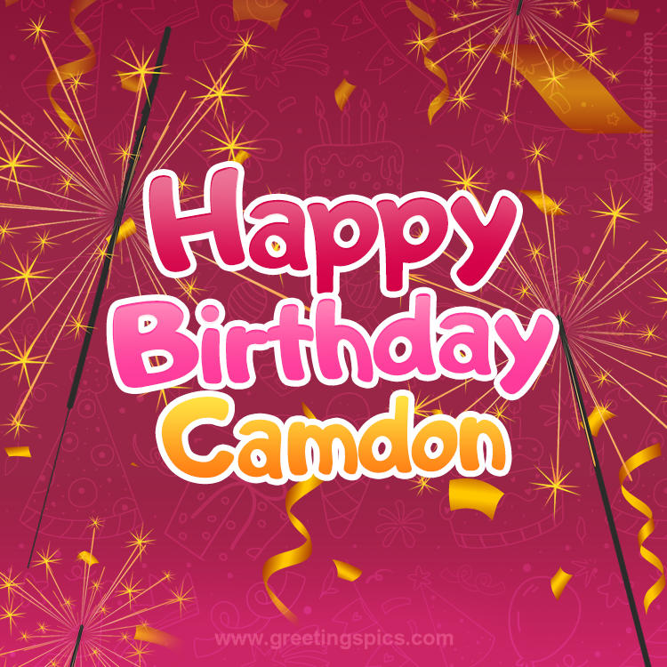 Happy Birthday Camdon Image with sparklers (square shape image)