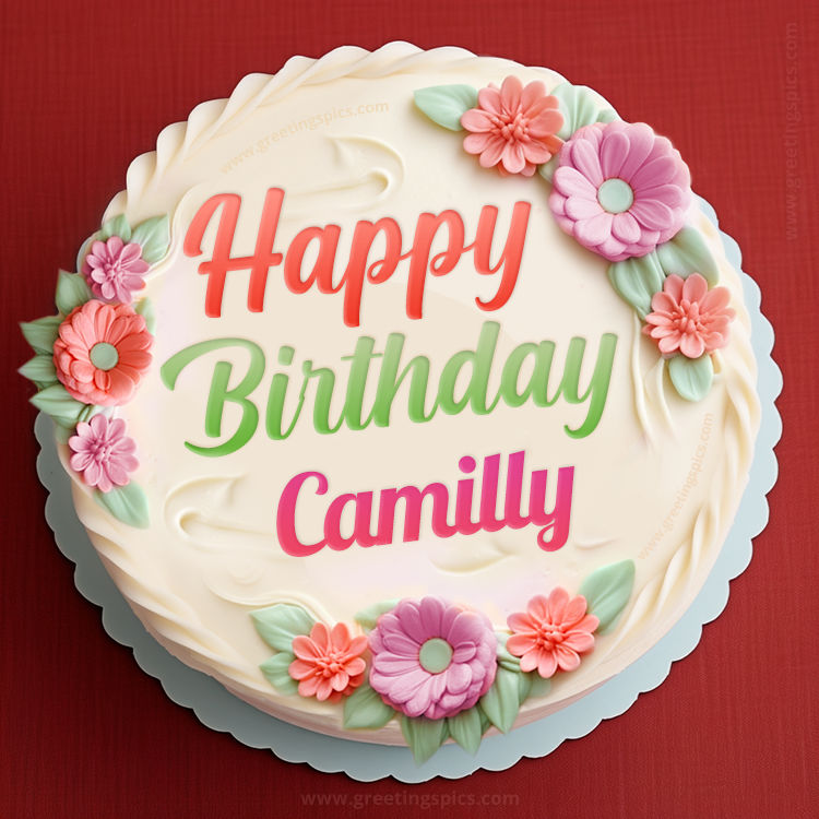 Happy Birthday Camilly Cake Image With Name (square shape image)