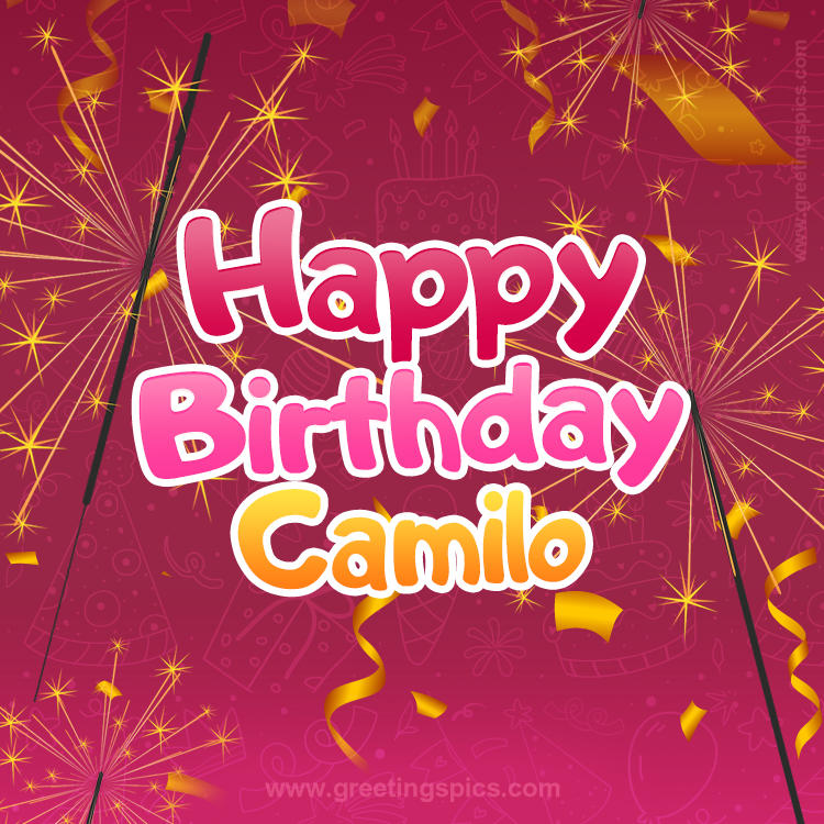 Happy Birthday Camilo Image with sparklers (square shape image)