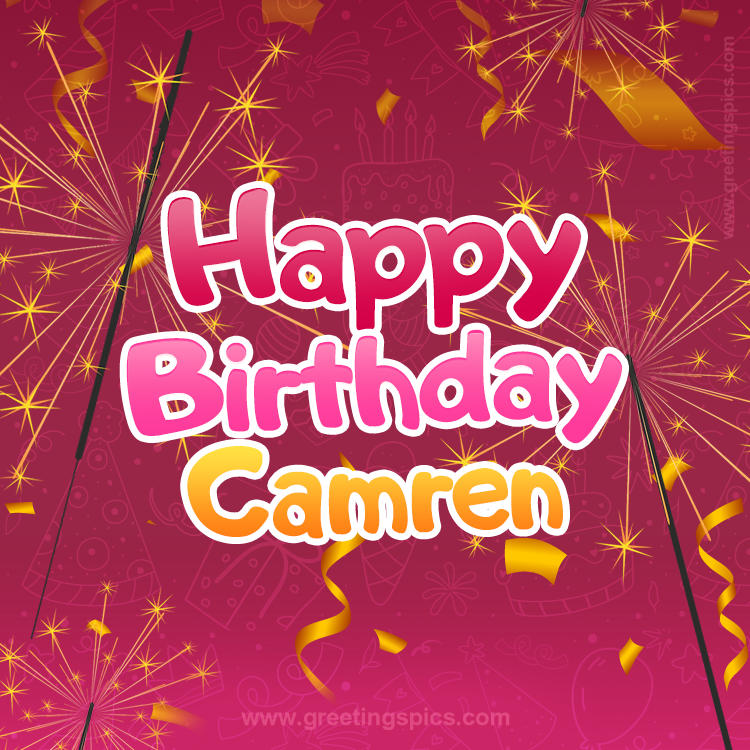 Happy Birthday Camren Image with sparklers (square shape image)