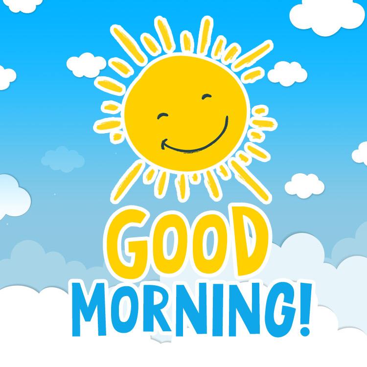 Good Morning - funny picture with the sun - square image (square shape image)