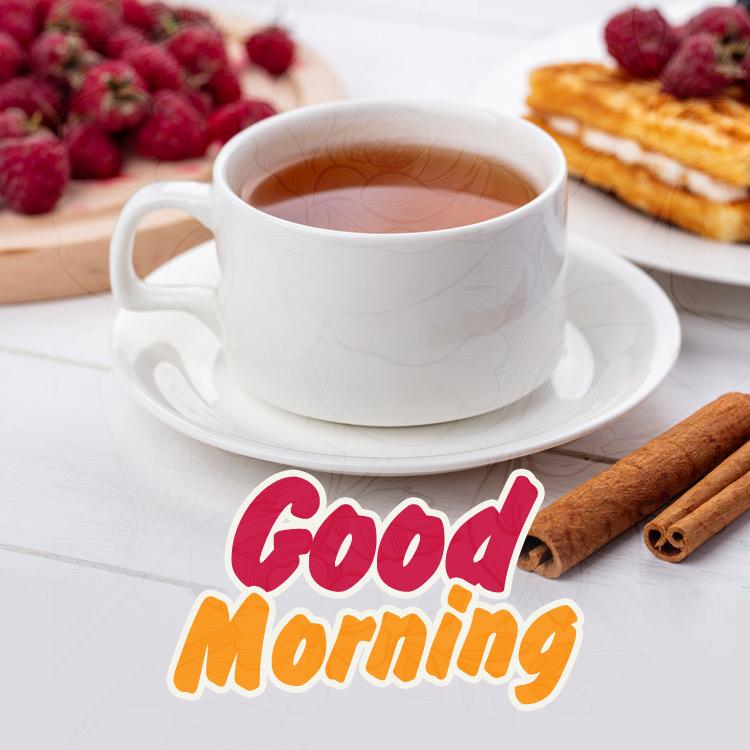 Good Morning Picture with breakfast - square shaped image (square shape image)