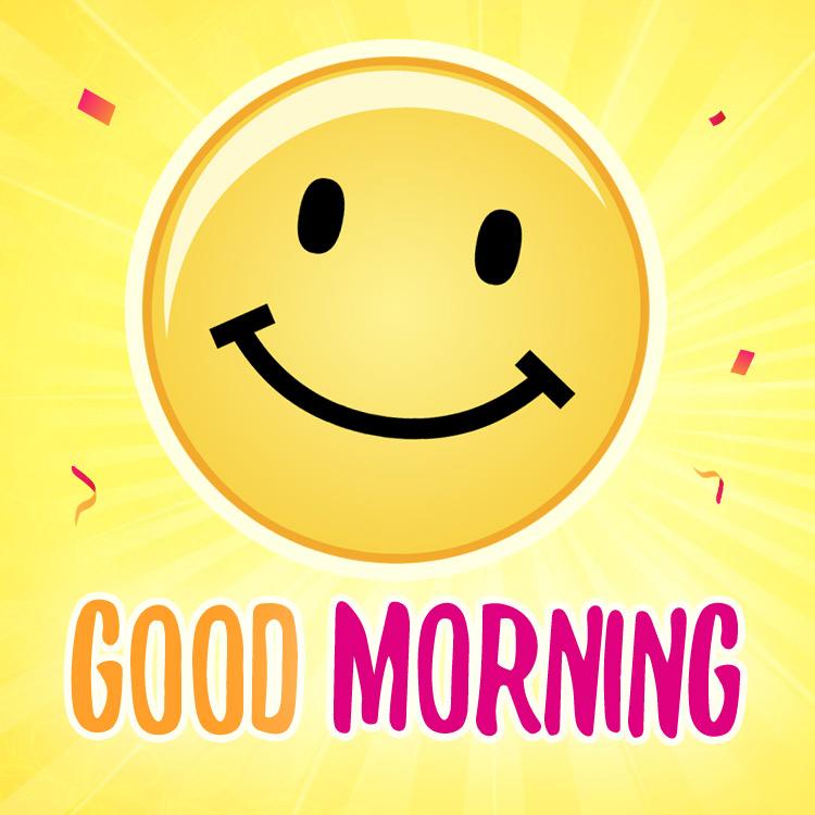 Good Morning Image with Smiley, square shaped (square shape image)