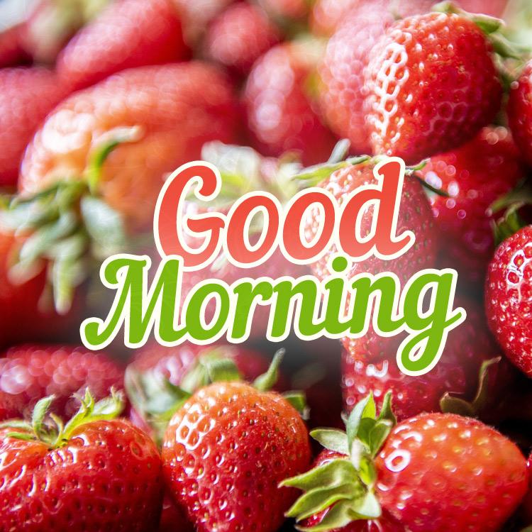 Good Morning - nice picture with strawberries, square size (square shape image)