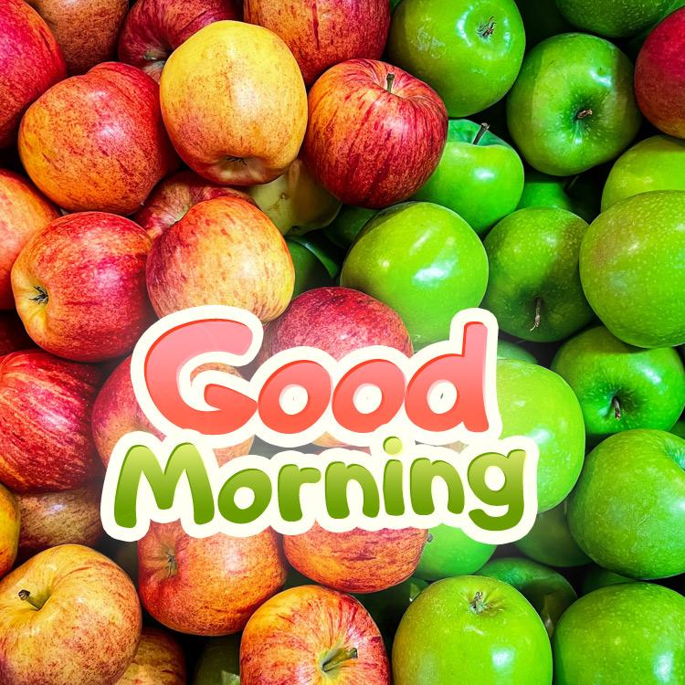 Good Morning beautiful and colorful picture with apples, square shaped (square shape image)