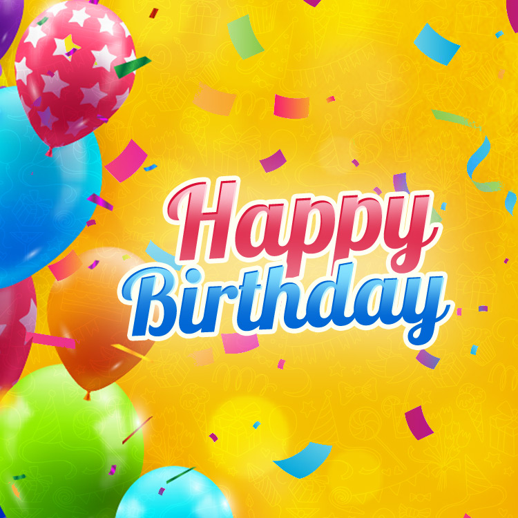 Happy birthday bright colorful image, square image (square shape image)