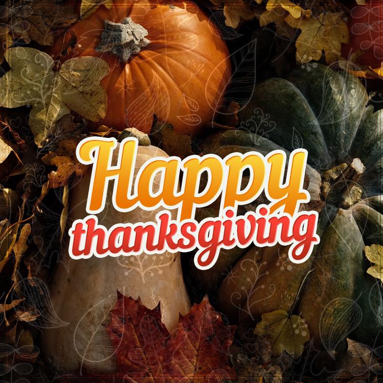 Happy Thanksgiving Image, square sized (square shape image)