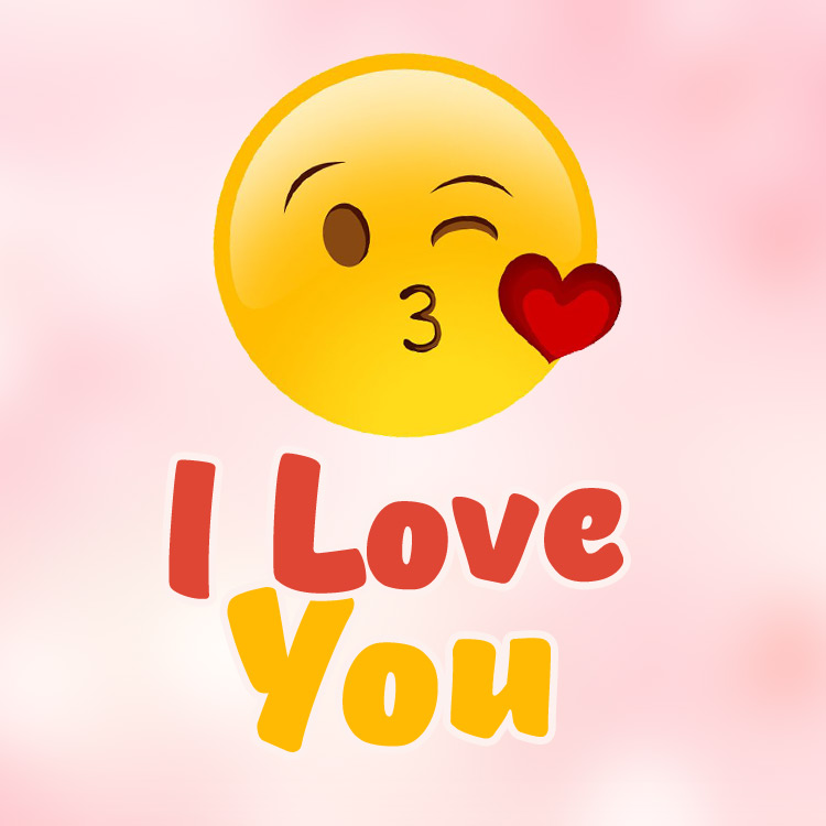 I Love You Picture with smiley, square size (square shape image)