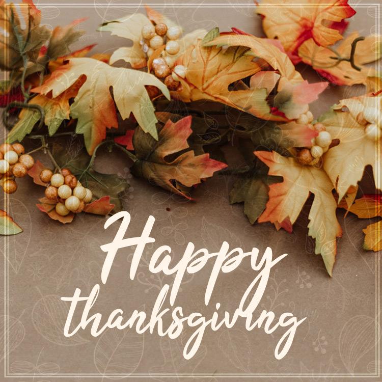 Happy Thanksgiving stylish picture with nice handwritten caption, square size (square shape image)