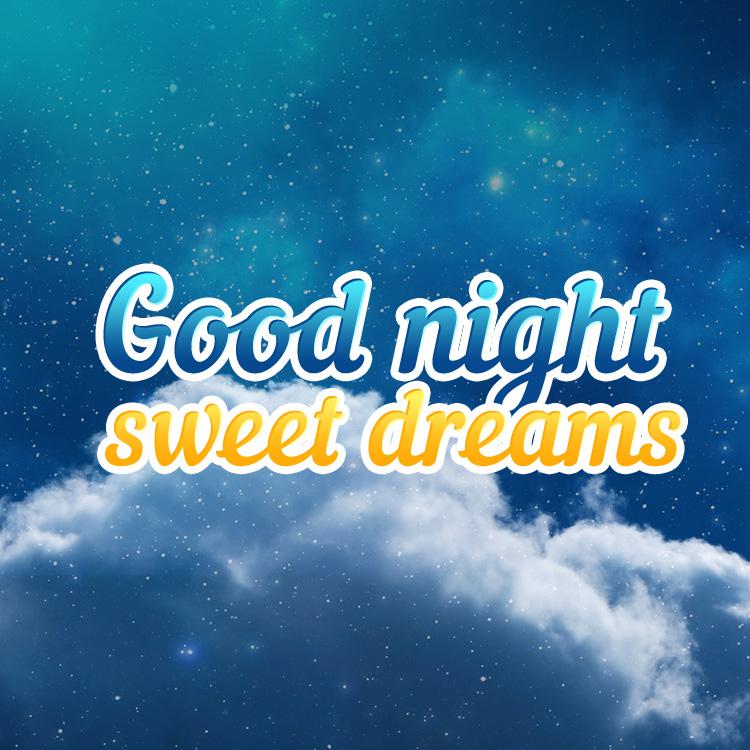 Good Night image with clouds on night sky, square size (square shape image)