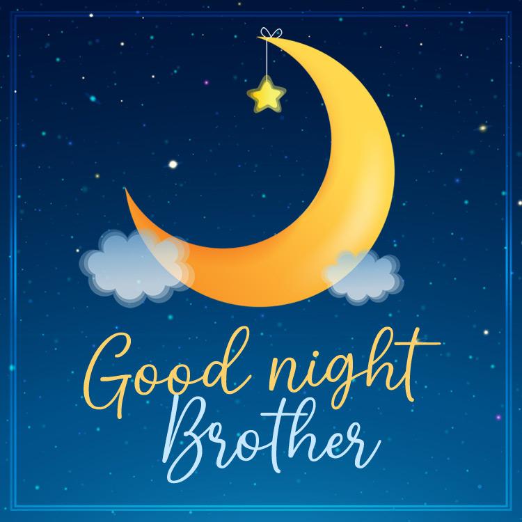 Good Night Brother image with cartoon crescent, square size (square shape image)