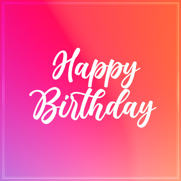 Happy Birthday, minimalistic card, square shape (square shape image)