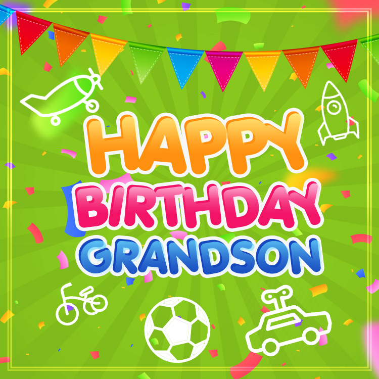 Happy Birthday Grandson image with green background (square shape image)