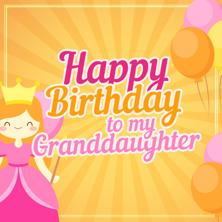 Happy Birthday Granddaughter square shape Image with cartoon princess (square shape image)