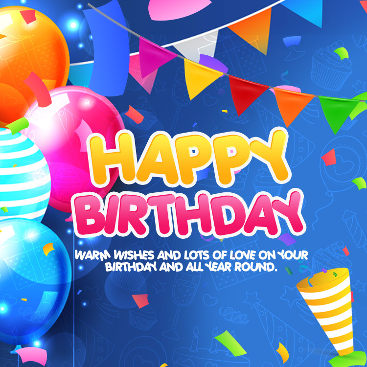 Happy birthday vertical long image with tinsel explosion (square shape image)