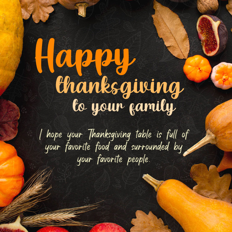 Happy Thanksgiving to your family square image (square shape image)