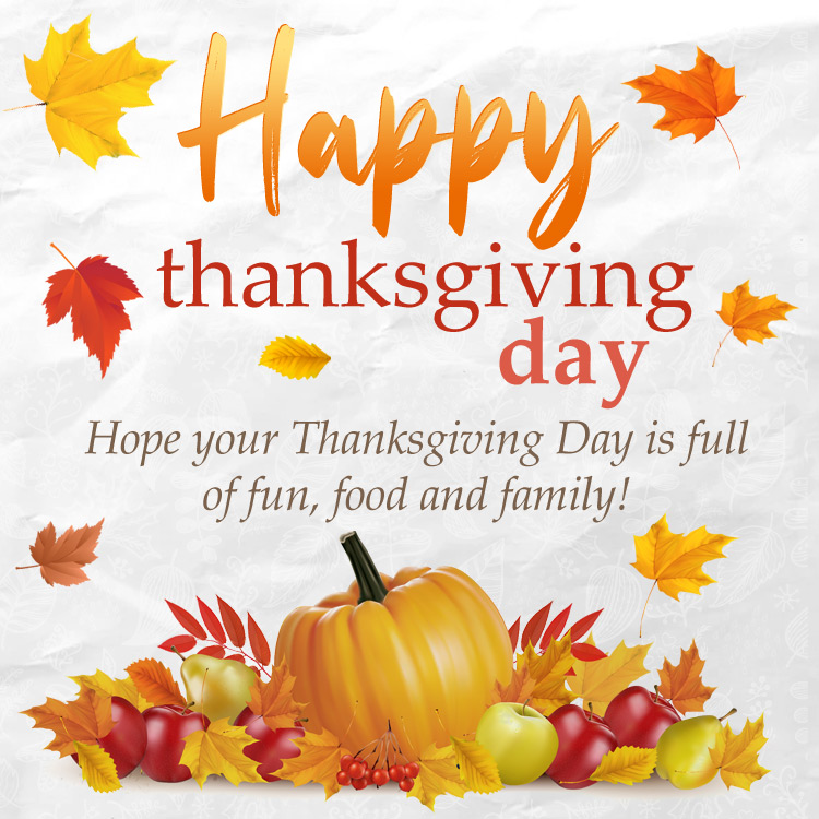 Happy Thanksgiving Day card, square shape image (square shape image)