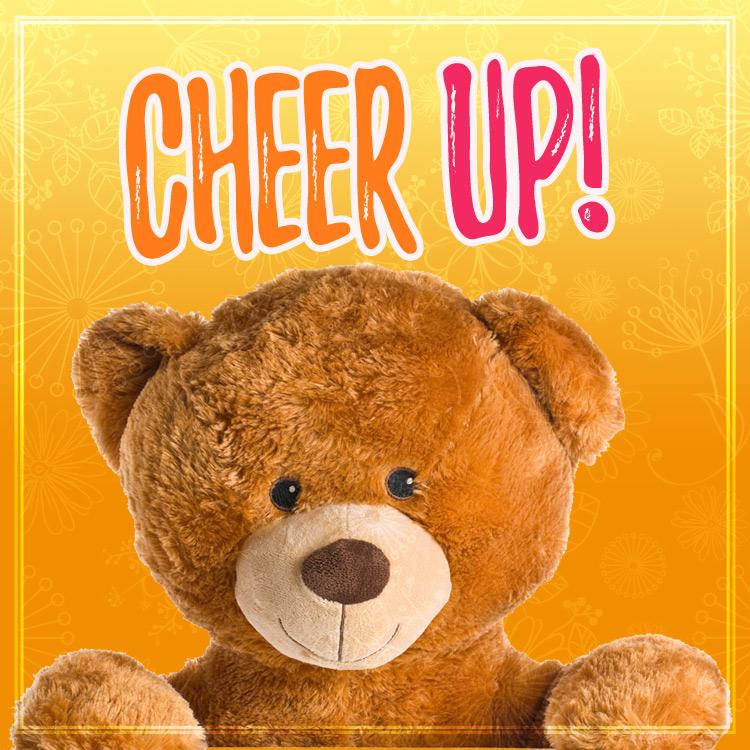 Cheer Up square shape picture with cute teddy bear (square shape image)