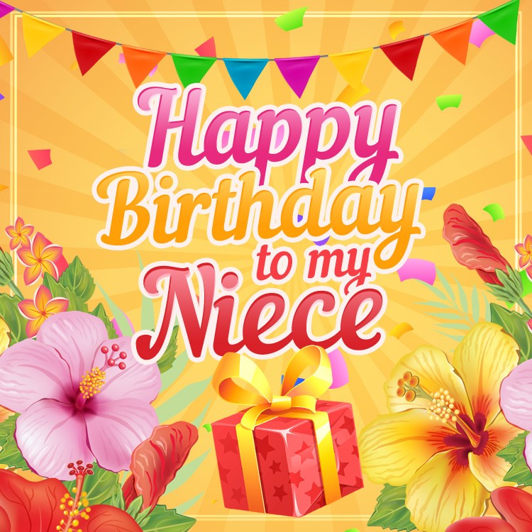 Happy Birthday Niece square shape picture with colorful confetti (square shape image)