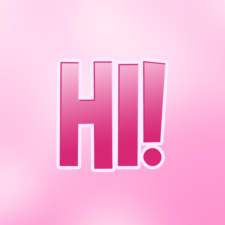 Hi, square shape picture with pink background (square shape image)