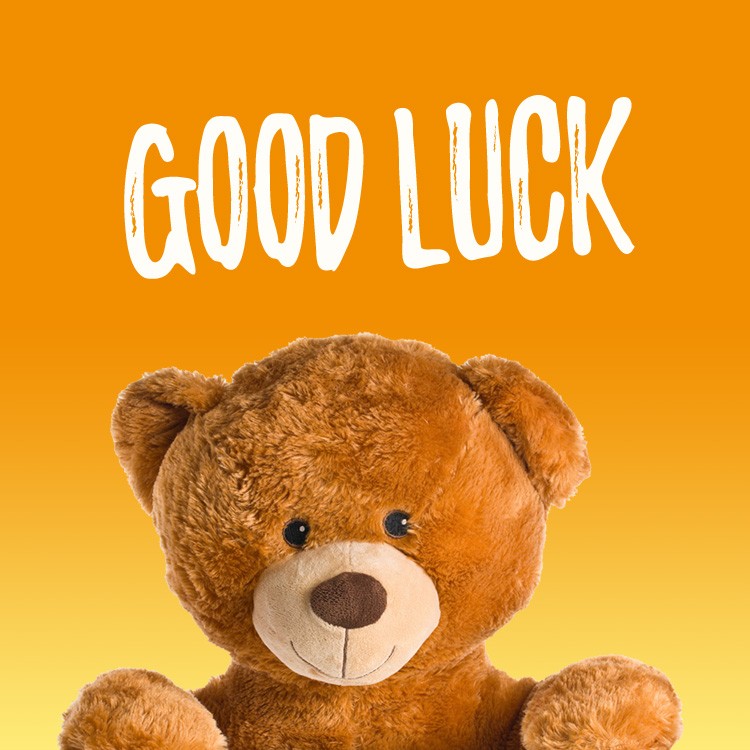 Good Luck Image with teddy bear (square shape image)