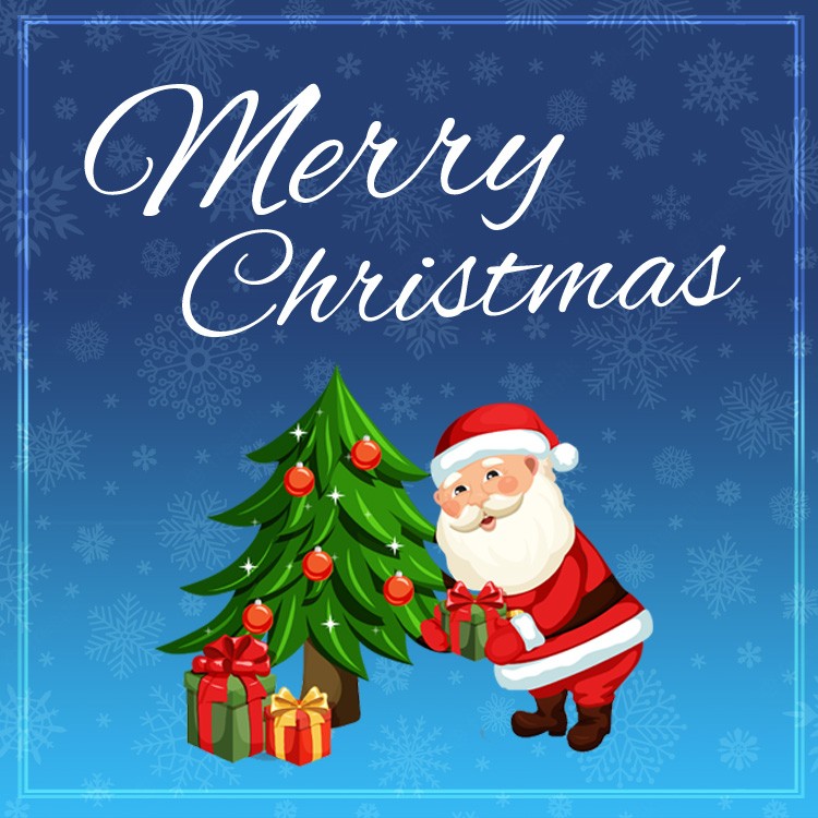 Merry Christmas square shape image with funny Santa (square shape image)
