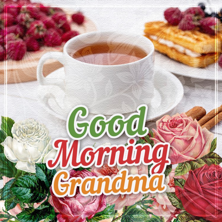 Good Morning Grandma square shape image with breakfast photo (square shape image)