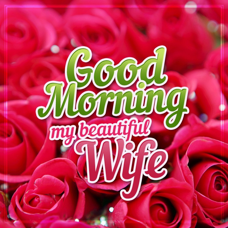 Good Morning my beautiful Wife square shape image with red roses (square shape image)