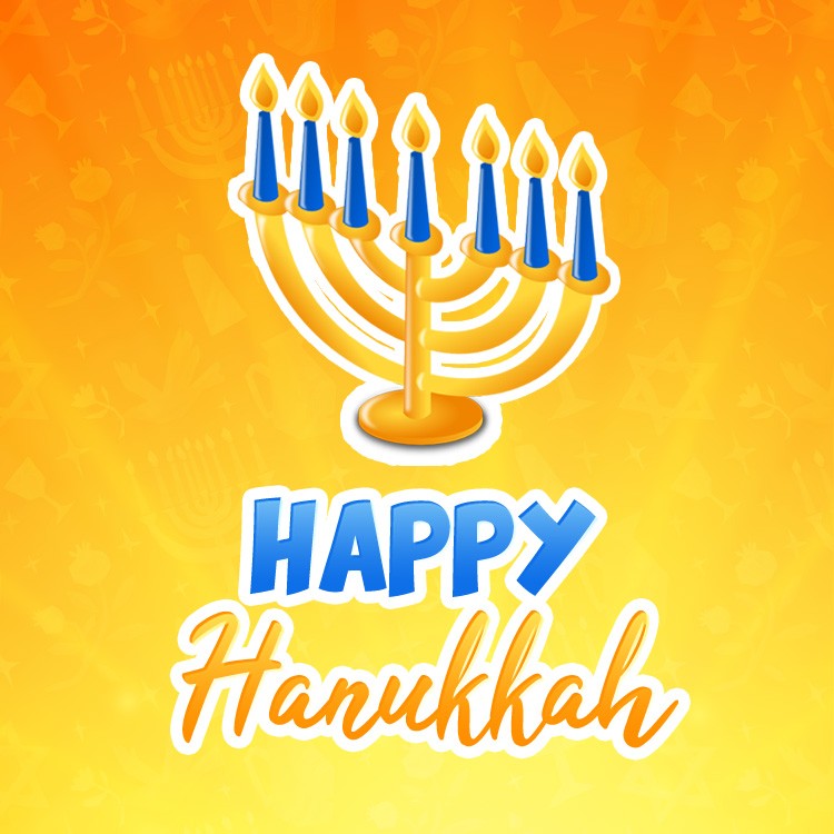 Happy Hanukkah square shape picture with bright background (square shape image)