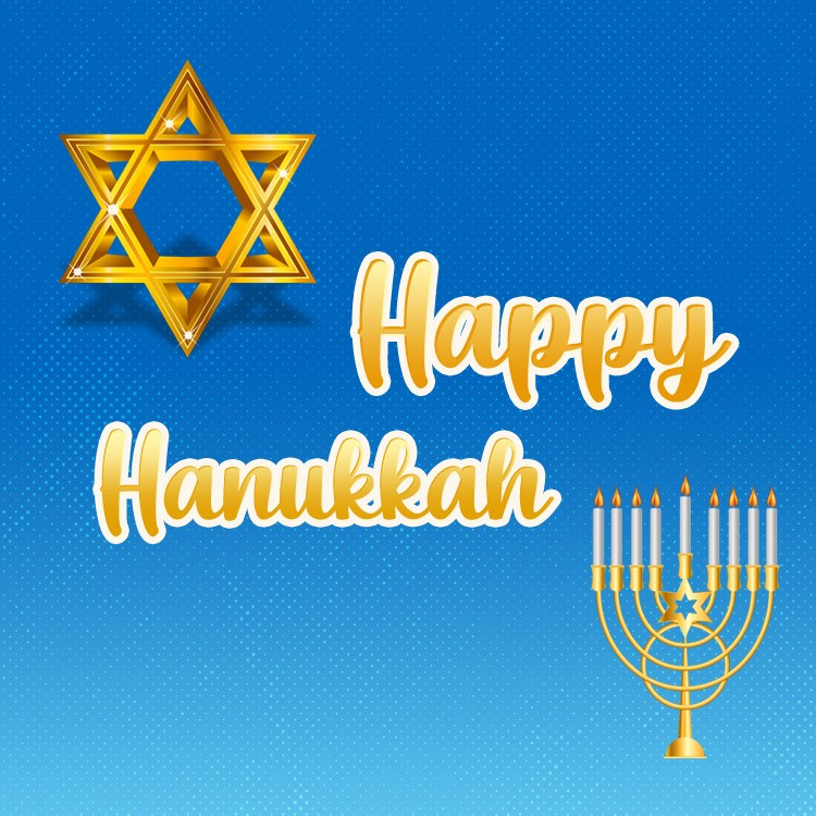 Happy Hanukkah square shape Image with star of David (square shape image)