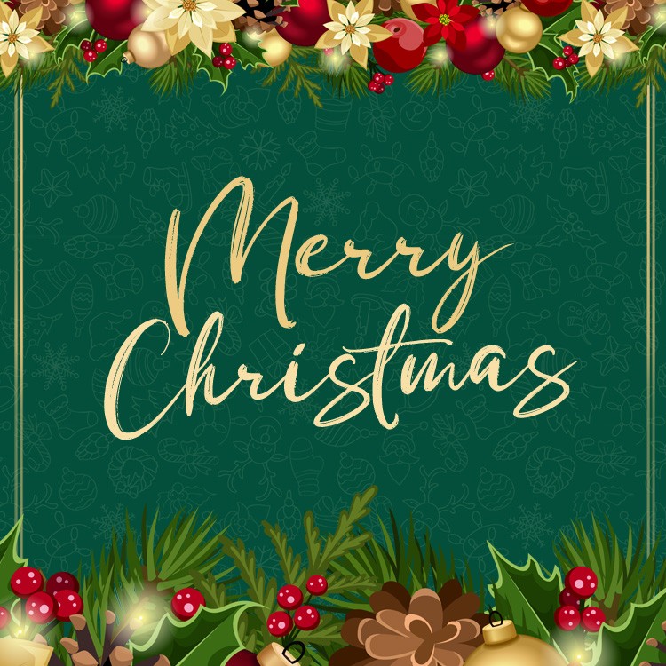 Merry Christmas square shape greeting card (square shape image)