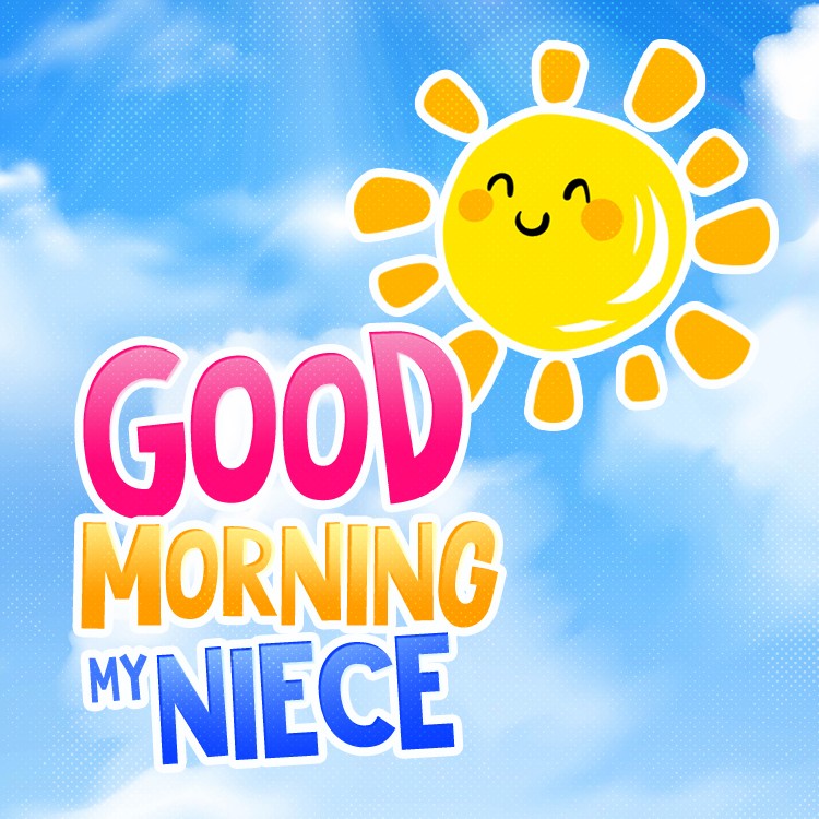 Good Morning Niece funny square shape image with cartoon sun (square shape image)