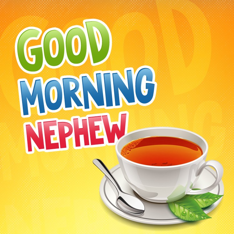 Good Morning Nephew square shape picture with bright orange background (square shape image)