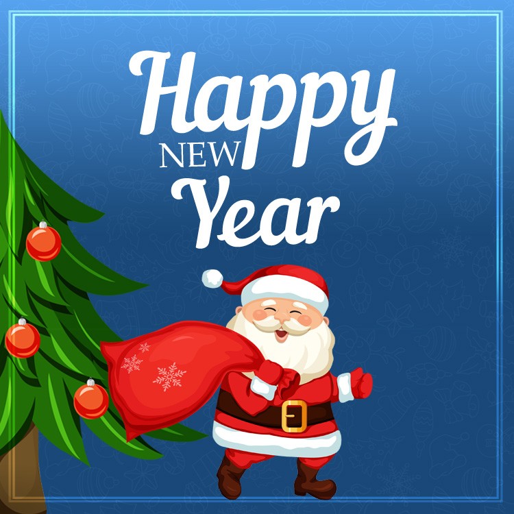 Happy New Year square shape picture with Santa Claus (square shape image)