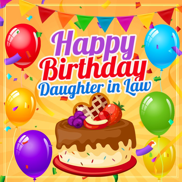 Happy Birthday Daughter in law square shape image with cake (square shape image)