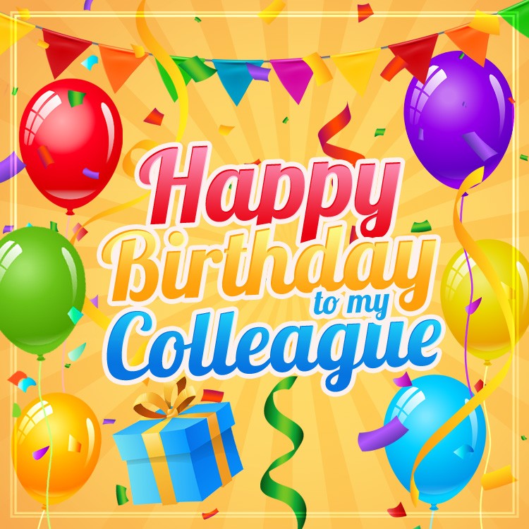 Happy birthday square shape image For Colleague with colorful balloons (square shape image)