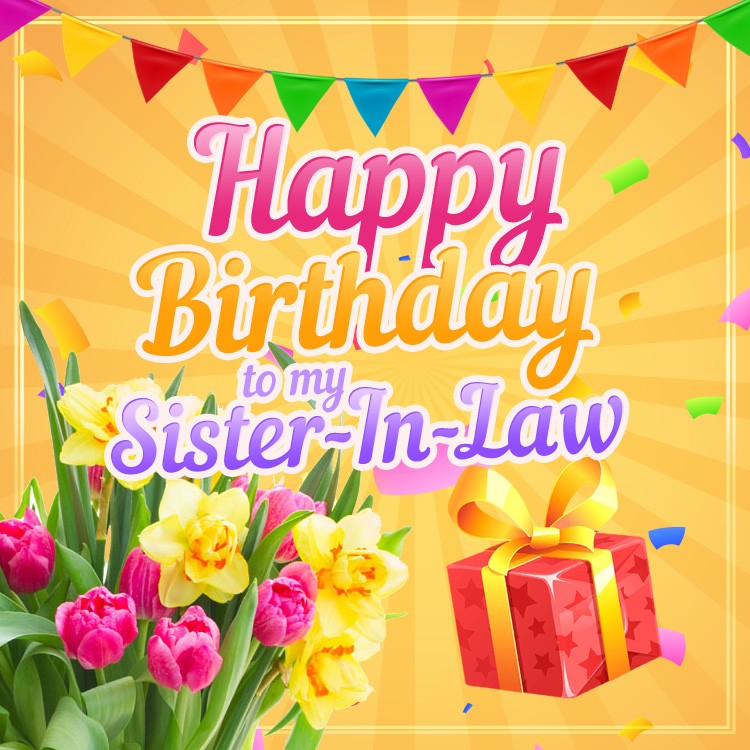 Happy Birthday Sister In Law square shape Image (square shape image)