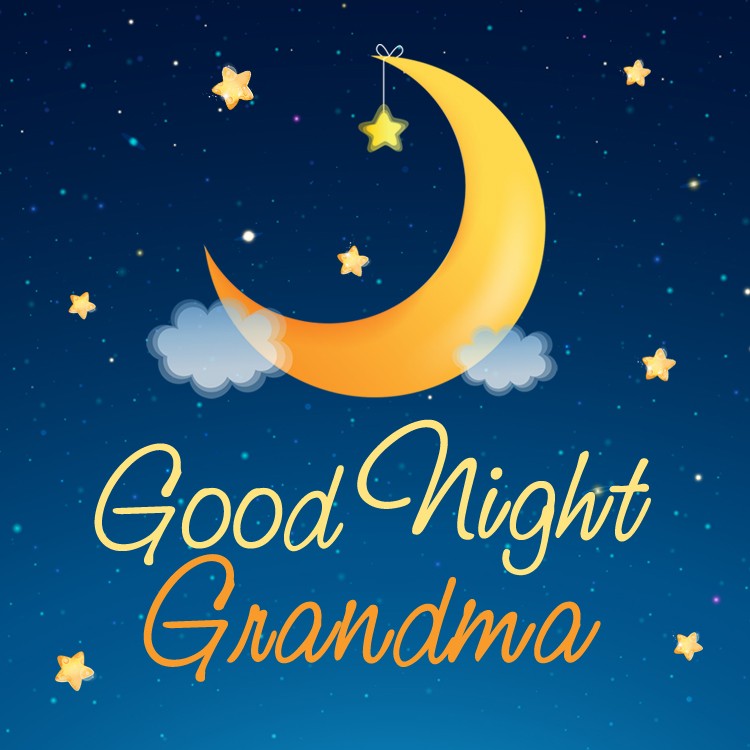 Good Night Grandma square shape image with cartoon moon (square shape image)