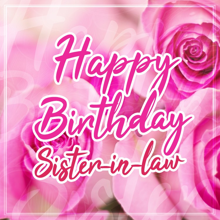 Happy Birthday Sister In Law square shape Image with beautiful pink roses (square shape image)