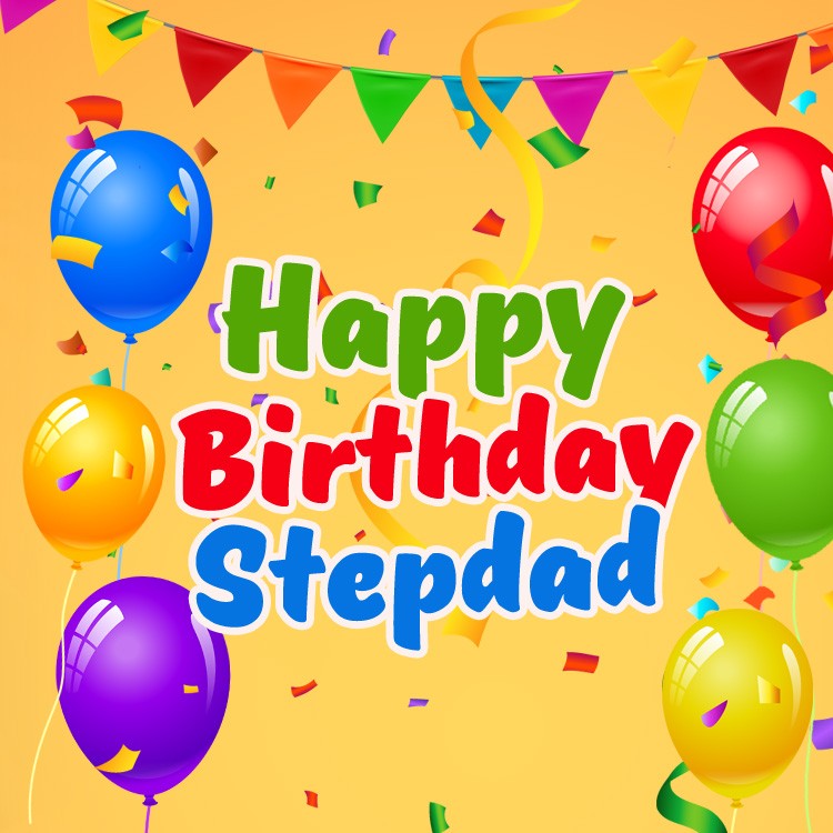 Happy Birthday Stepdad square shape Image with bright yellow background (square shape image)