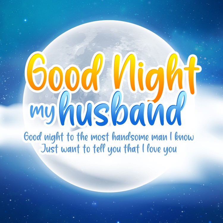 Good Night message for Husband square shape image with full moon (square shape image)