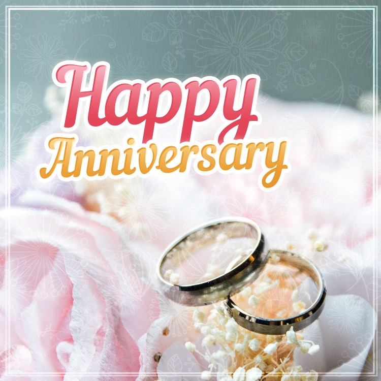 Happy Anniversary Image with wedding rings (square shape image)