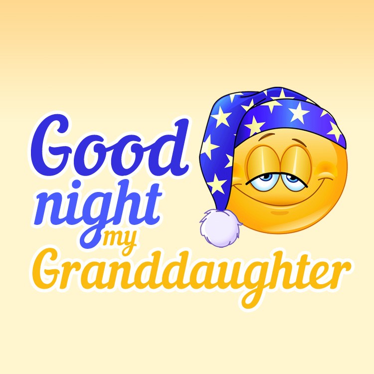 Good Night Granddaughter square shape picture with funny sleepy smiley (square shape image)