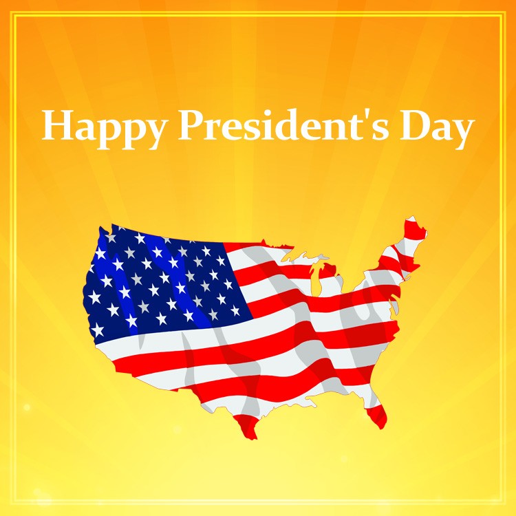 Happy President's Day square shape Picture with United States map (square shape image)